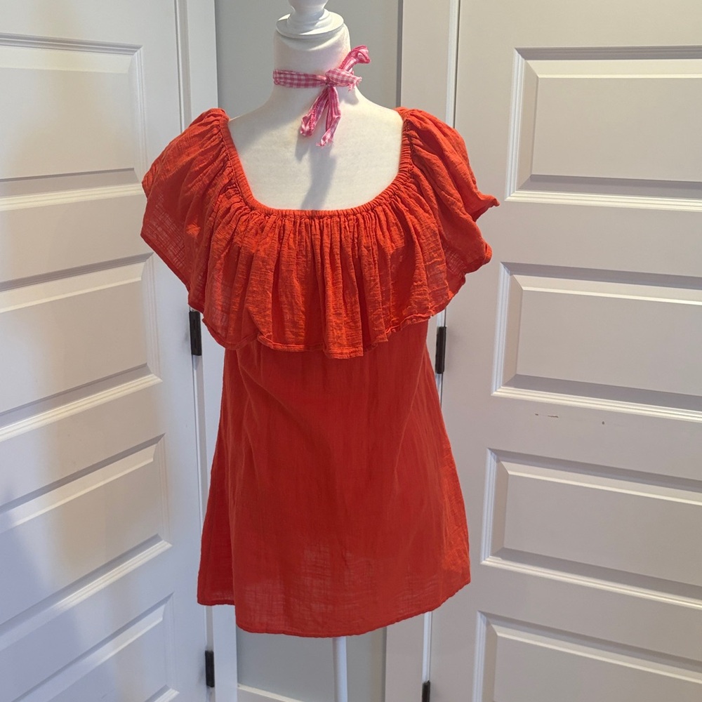Orange Ruffled Women's coverup
